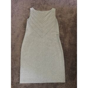 St John Couture Sleeveless Grey Metallic Dress Size 16
